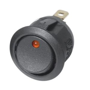 מתג עגול 12V - אור אדום 3 רגליים