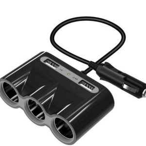 מפצל מצת לרכב – 3 שקעים + 2 חיבורי USB