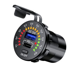 שקע USB משולב TYPE-C מואר – כולל שעון טעינה