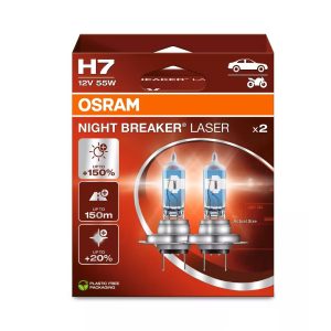 זוג נורות H7 - דגם OSRAM NIGHT BREAKER LASER